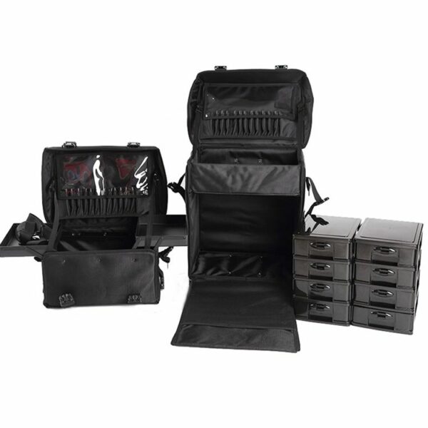 Makeup Storage - Customized Large Capacity Partition Storage Travel Soft Bag Zipper with Wheels Cube Interlayer Packing - Image 4