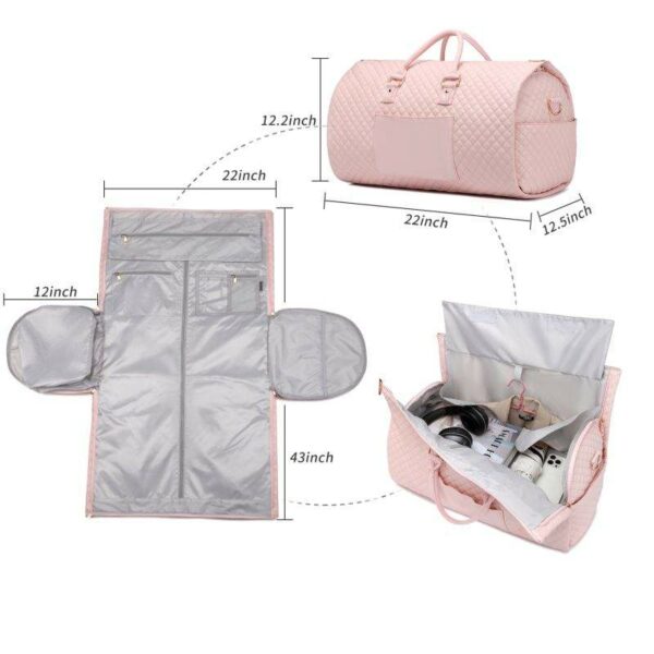 Currently available travel-friendly folding pink convertible carry-on garment duffel bag suit - Image 3