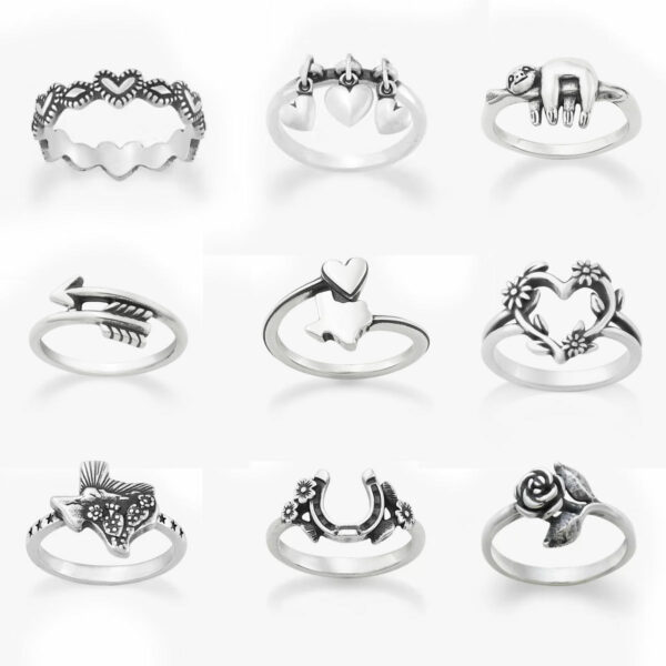 New Design Heart Infinity Ring - Antique Silver Ring for Women - Wholesale 925 Sterling Silver Ring