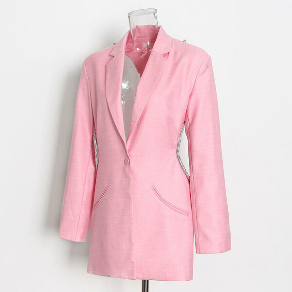 Solid Color Blazer Fashion Short Set Ladies Women's Sexy Halter Long Sleeve Fashion Blazer - Image 4