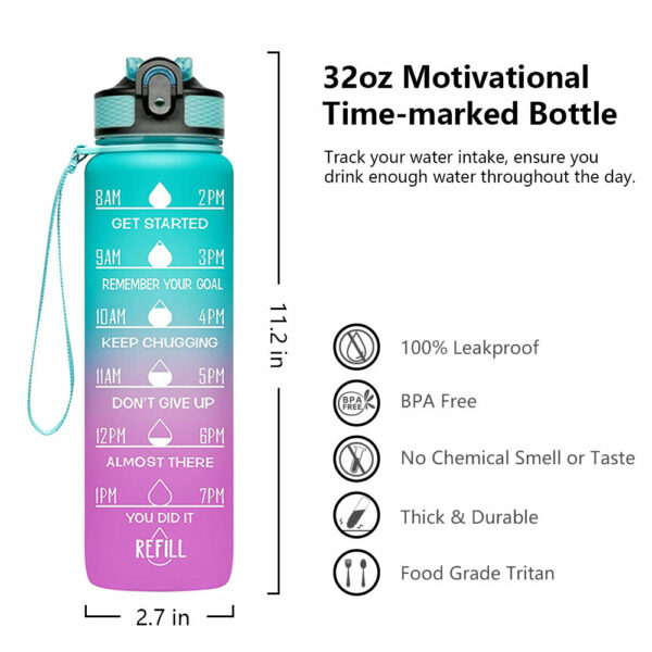 Top Selling B14-1057 Amz Plastic Water Jug Bottle with Custom LOGO 1000ml Sports Tritan 1L Water Bottle for Motivation - Image 3