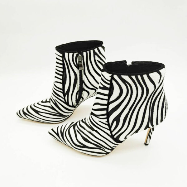 Women's Stiletto Heel Short Booties with Zebra Ankle Boots in Large Size - Image 3