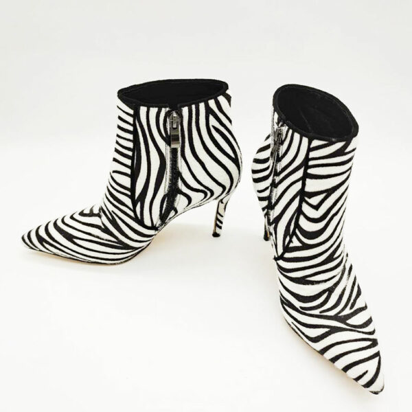 Women's Stiletto Heel Short Booties with Zebra Ankle Boots in Large Size - Image 4