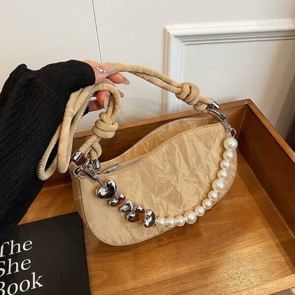 Style of Women's Fashion Design Crossbody Bag with Pearl Pendant Women's shoulder bag with a chic underarm design - Image 5