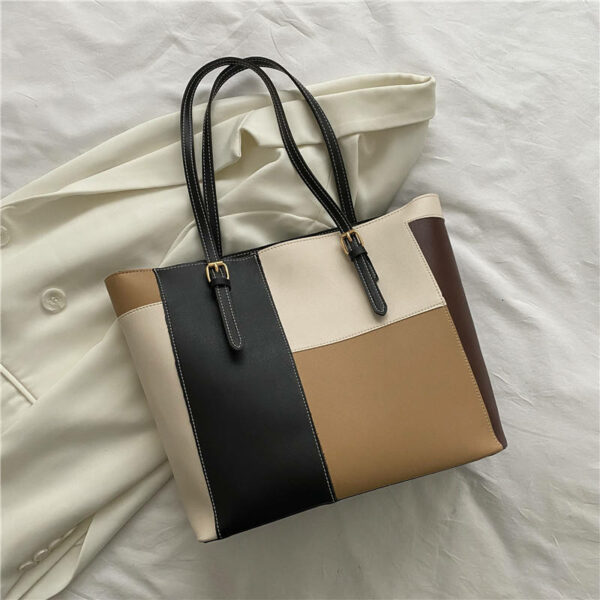 New fashion texture large PU leather tote bag for women's shoulders and underarms - Image 5