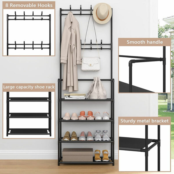 Wooden Coat Hangers for Home Use: Using a Garment Rack Shelf to Hang Clothes and Shoes - Image 3