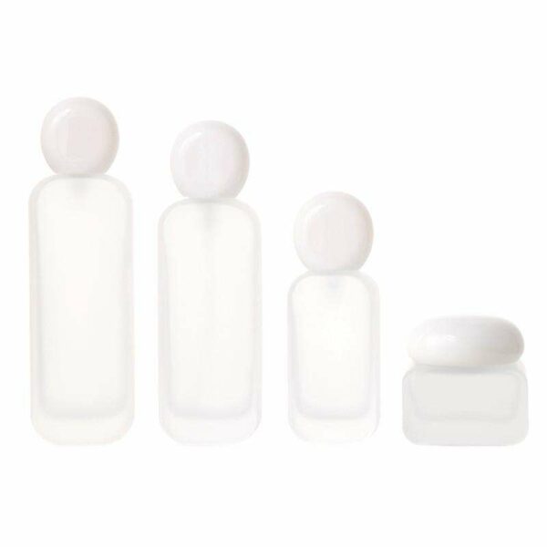 Customized Cosmetics: Transparent Spray Glass Bottles with Frosting 100ml glass cream bottle with stone stopper - Image 4