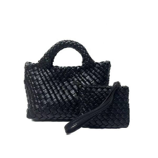 Ladies' Vintage Chain Mini Tote Bag, PU Woven Handbag with Nylon Lining, Everyday Use Dress Look, Casual Summer Fashion Shoulder Bag