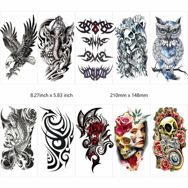 Temporary Body Arm, Chest, Shoulder, and Tattoo Stickers for Men and Women - Image 4