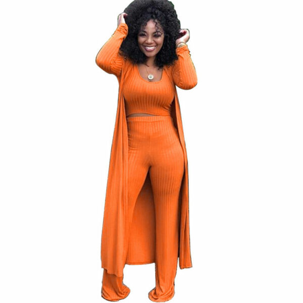 Women's Three-Piece Long-Sleeved Solid Color Leisure Suit with Trendy Design and Velvet Fabric - Image 4