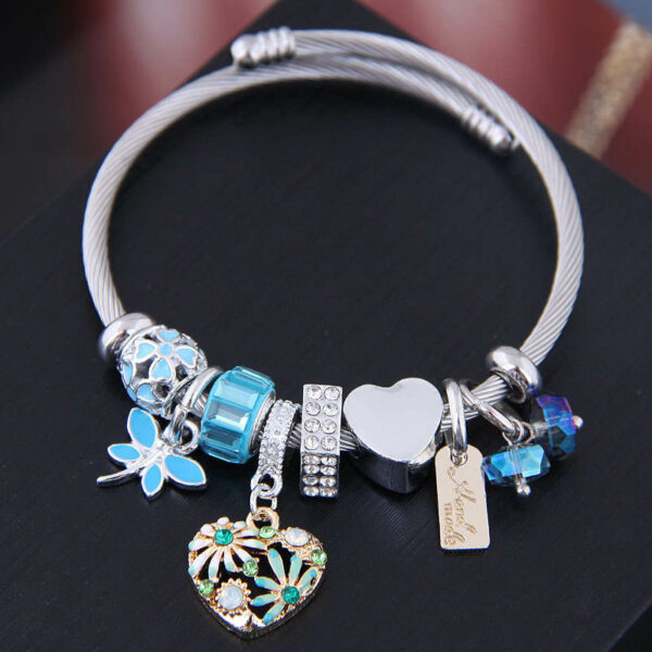 Hottest deal Girls' premium jewelry in the form of a stainless steel love flower crystal bead charm bracelet - Image 5