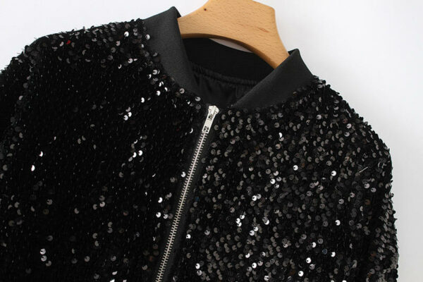 Winter Varsity Custom Lady Women's Baseball Zipper Sequin Long Sleeve Fashion Jackets - Image 4