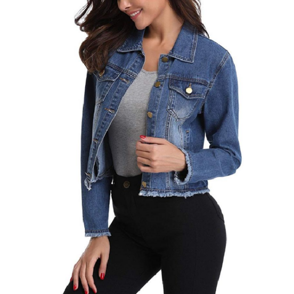 Women's Denim Coats, Ladies Top Jean Jackets, Wholesale Custom Logo Fashion Trend Denim Vintage Jacket - Image 5