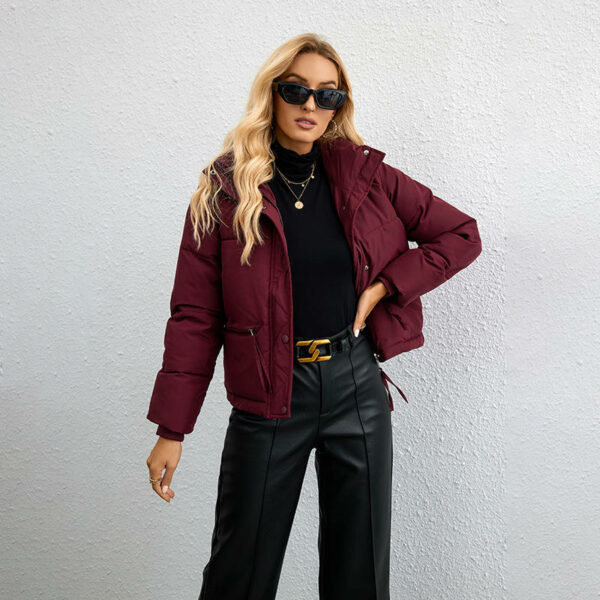 Women's Outdoor Coat Extra Short Winter Crop Puffer Jacket Lapel Down Coats Korean Women's - Image 5