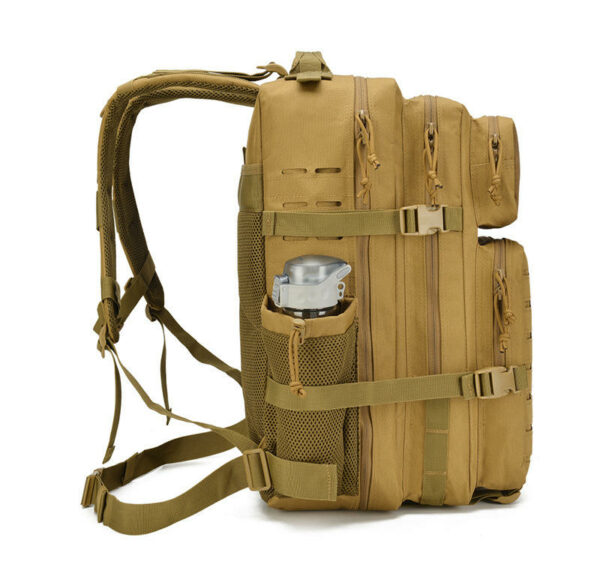 Travel backpack, 45L waterproof backpack, CXXM Spot 600D Polyester Khaki Tactical Backpack with Molle System Outdoor Bag - Image 5