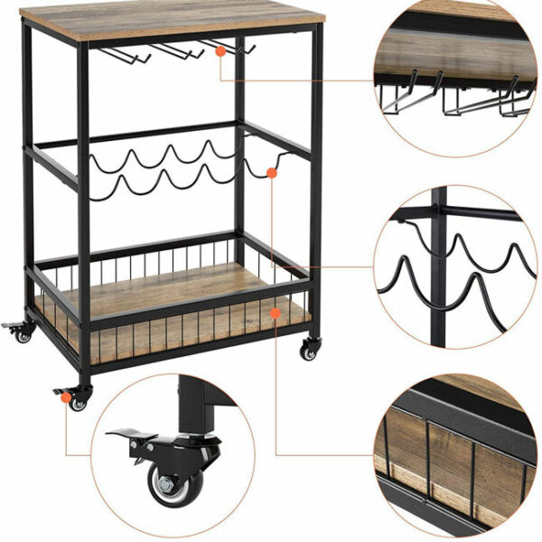 Popular Metal Mobile Kitchen Islands & Carts that Save Space Cabinets in the Living Room for Storage Trolley Kitchen Cart on Wheels - Image 4