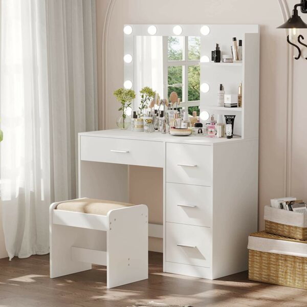 Simple cosmetics vanity with mirror and lamp study table, bedroom, modern, minimalist little table - Image 4