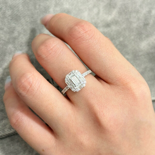 Women's s925 sterling silver CZ crushed iced cut cubic zirconia ring for engagement or eternity - Image 5