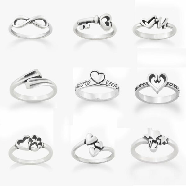 New Design Heart Infinity Ring - Antique Silver Ring for Women - Wholesale 925 Sterling Silver Ring - Image 4