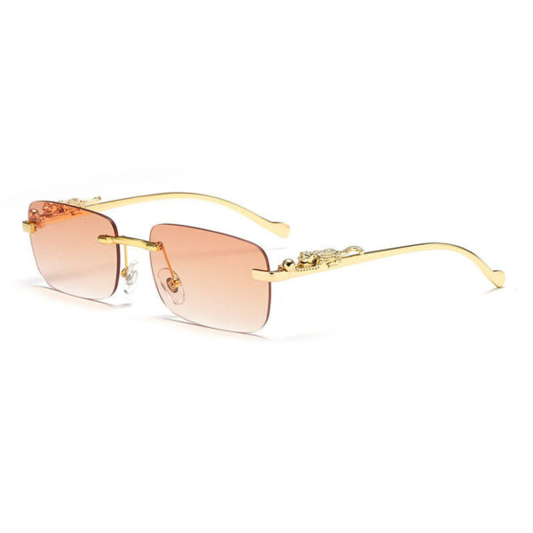  Fashion Rimless Leopard-Decorated Personality Sunglasses with Metal Frame UV400 for Women