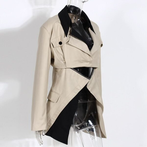 Stylish Spring New Long Sleeve Detachable Khaki Jackets Dress Blazers Set Femme Women Blazer