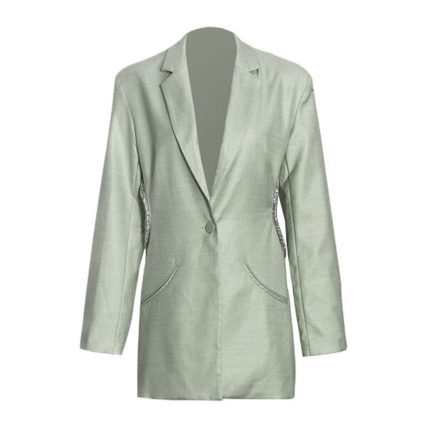 Solid Color Blazer Fashion Short Set Ladies Women's Sexy Halter Long Sleeve Fashion Blazer - Image 5