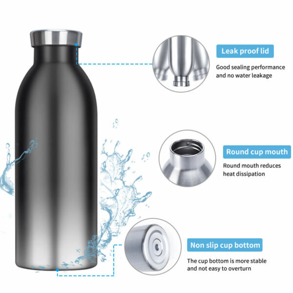 500ml/16oz Triple Insulated Flask Vacuum Drinking 304 Stainless Steel For hot and cold beverages, keep cold water bottles handy. - Image 4