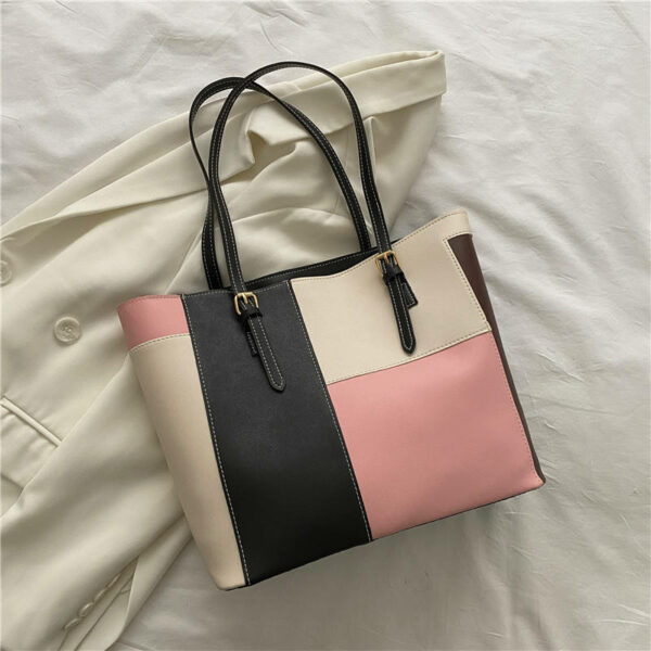 New fashion texture large PU leather tote bag for women's shoulders and underarms