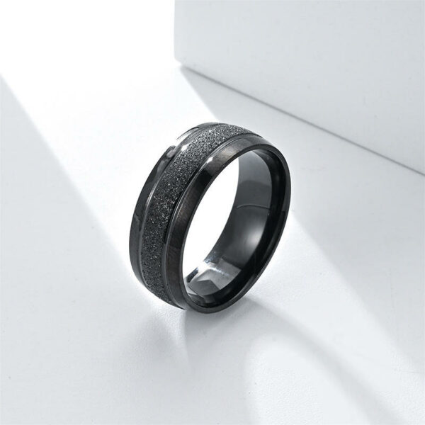 Fine Rings in Handmade Korean Version 8mm Popular Accessories Europe America Ring Double Line Frosted Stainless Steel Couple Ring - Image 6