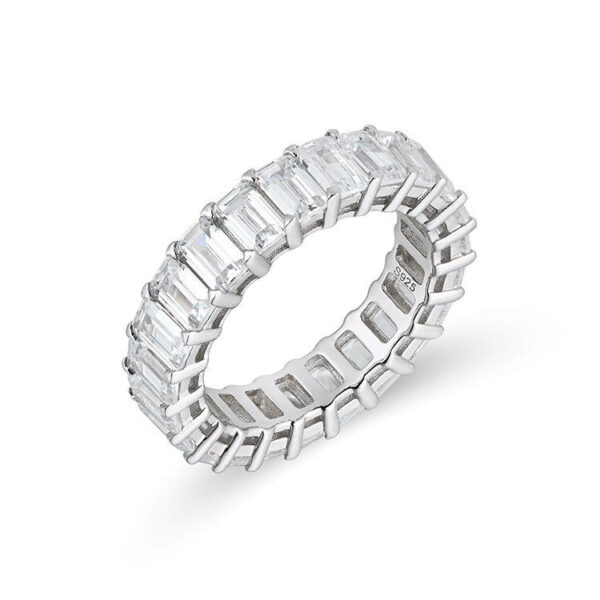 Fine jewelry rings in a gift box: 0.2ct 3*4mm Emerald cut moissanite eternity ring  - Image 6