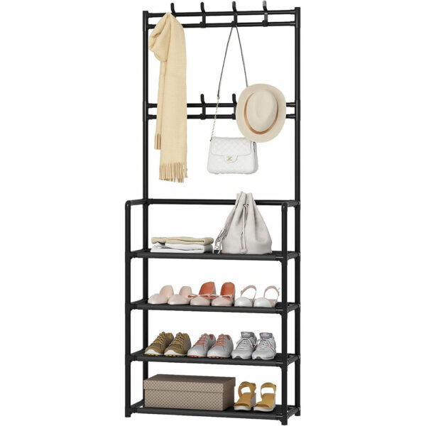 Wooden Coat Hangers for Home Use: Using a Garment Rack Shelf to Hang Clothes and Shoes - Image 2