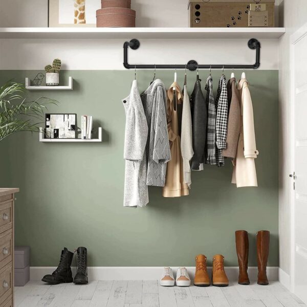 Clothes Rail Wall Mounted Industrial Pipe Clothing Rack Iron Clothes Bar Closet Organizing Garment Rack Clothing - Image 5