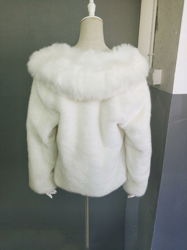 Women's short-style rabbit fur coat with fox fur collar, unique fox fur coats on sale - Image 6