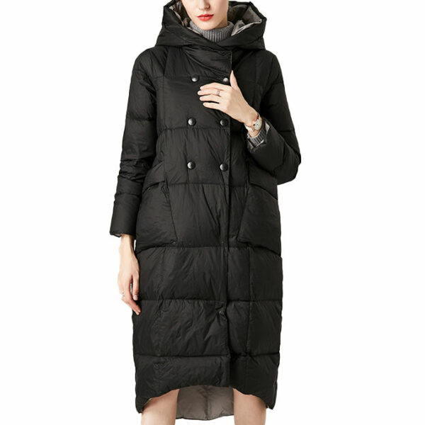 women in coats Long hooded jacket for ladies in plus size that is custom-made and comfy for winter wear. - Image 6