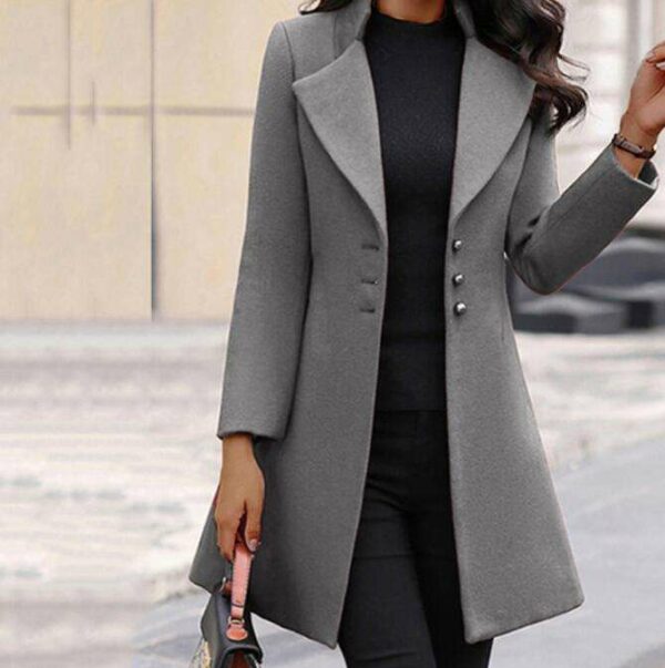 Women's woolen coats with a solid color and a mid-length - Image 5