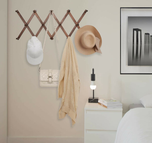 Coat Rack & Clothing Hat Bag Storage Holder & Stand - Wooden Wall Mounted - Image 5