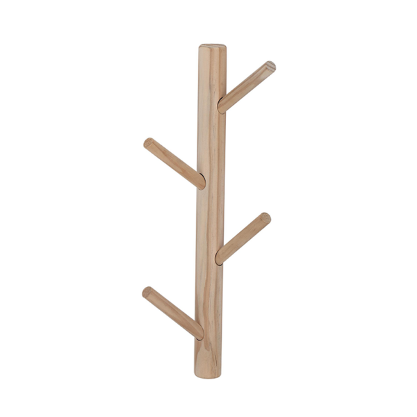 Wall-mounted wooden coat racks stands with a tree-shaped hanger for clothes and hats in the living room - Image 5