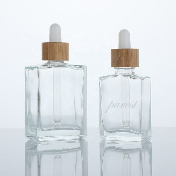 Cosmetic Set: Square Clear Glass Pipette Flat Serum Bottles (30ml, 50ml, and 100ml) Rectangular Glass Dropper Bottle for Essential Oils - Image 5