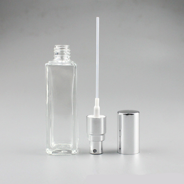 Customized Empty Glass Perfume Bottle with Classic Clear Luxury Square Mist Spray, holding 5 ml, 20 ml, 30 ml, 50 ml, and 100 ml. - Image 2