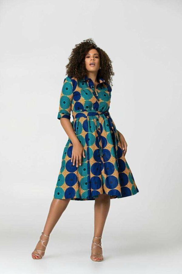 Above Knee Open Front Plus Size Women's Dresses with Custom High Quality African Ladies Wax Print Patterns Made in a Chinese Factory