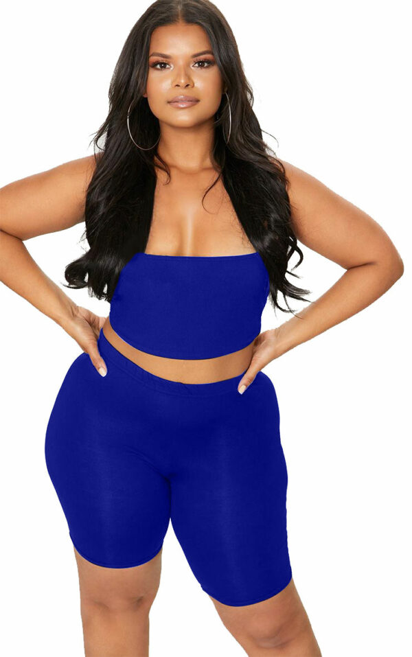 Women's Plus Size Clothing - Sexy Tank Crop Top Butt Lift Shorts 2-Piece Set - L to 4XL - Image 5