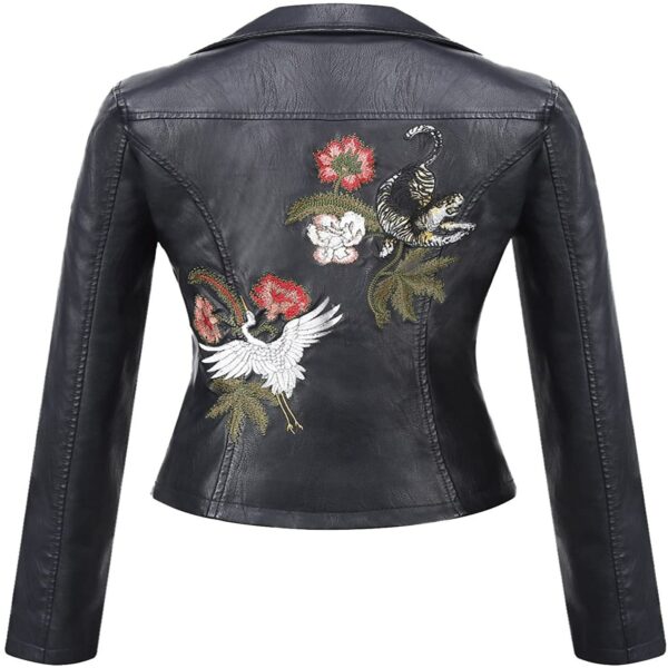 Women's Short Jacket with Motorbike Studs and Custom Printing Windbreaker Style for Women - Image 6