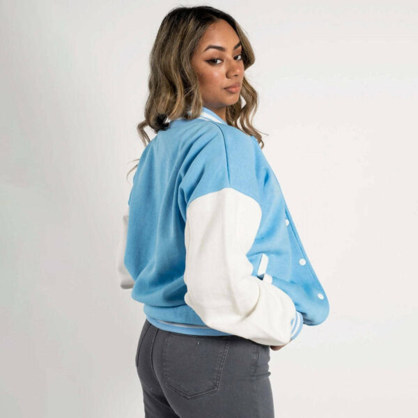 Baseball women's varsity jackets with flocking sleeves and long leather sleeves that are fashionable and breathable. - Image 5