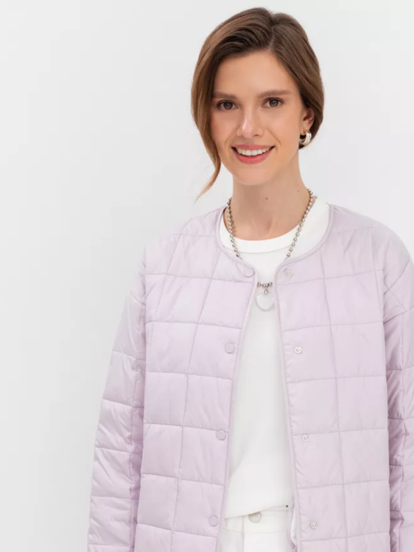 Women's Solid Quilted Windbreaker Jacket with Hood and Padded Overcoat for Spring and Autumn - Image 6