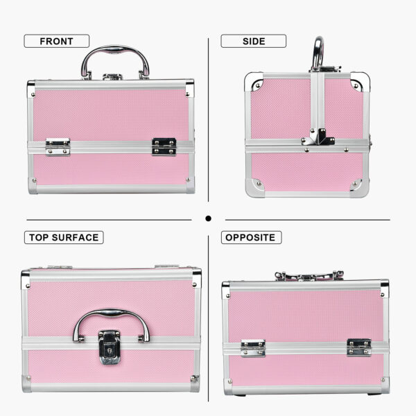 Aluminum Cosmetic Case in Pink Trunk Travel Bag Jewelry Case with a large capacity Ladies Cosmetics Case - Image 4