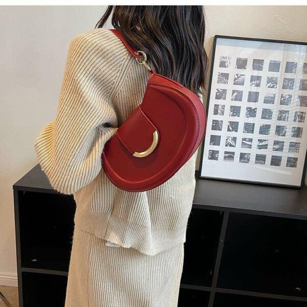 Popular New Fashion Design Bag for Women PU Single Shoulder Magnetic Button Underarm Crossbody Saddle Bag Ladies' Exotic Purse - Image 5