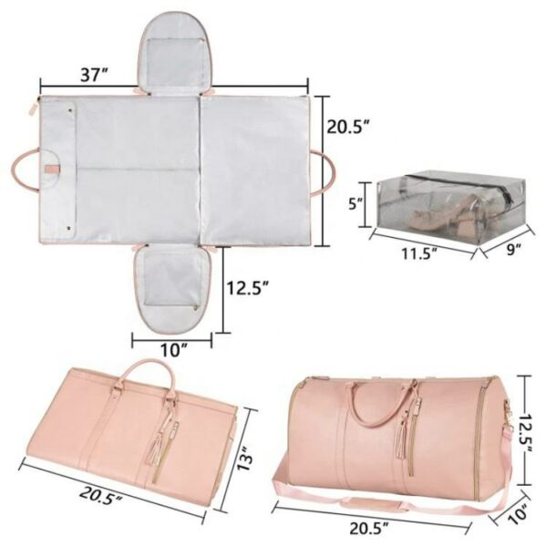 Foldable Garment Suit Handbag for Men and Women - Multipurpose Travel Storage Bag in Pink Leather at Wholesale Prices - Image 5