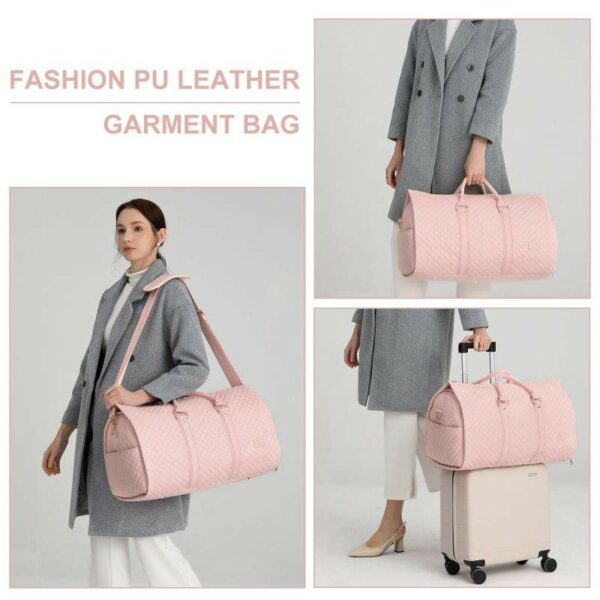 Currently available travel-friendly folding pink convertible carry-on garment duffel bag suit - Image 4