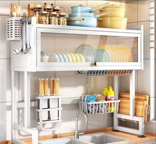 Carts & Islands for the Kitchen Bowl Table Dish with Door Bowl Storage Locker Drain Rack Cupboard Dustproof Kitchen Sink Rack - Image 3