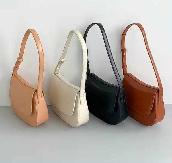 Women's Simple Semicircle Flip Cover Saddle Bag with Adjustable Shoulder Strap and Autumn New Apricot Handbag Pu Leather